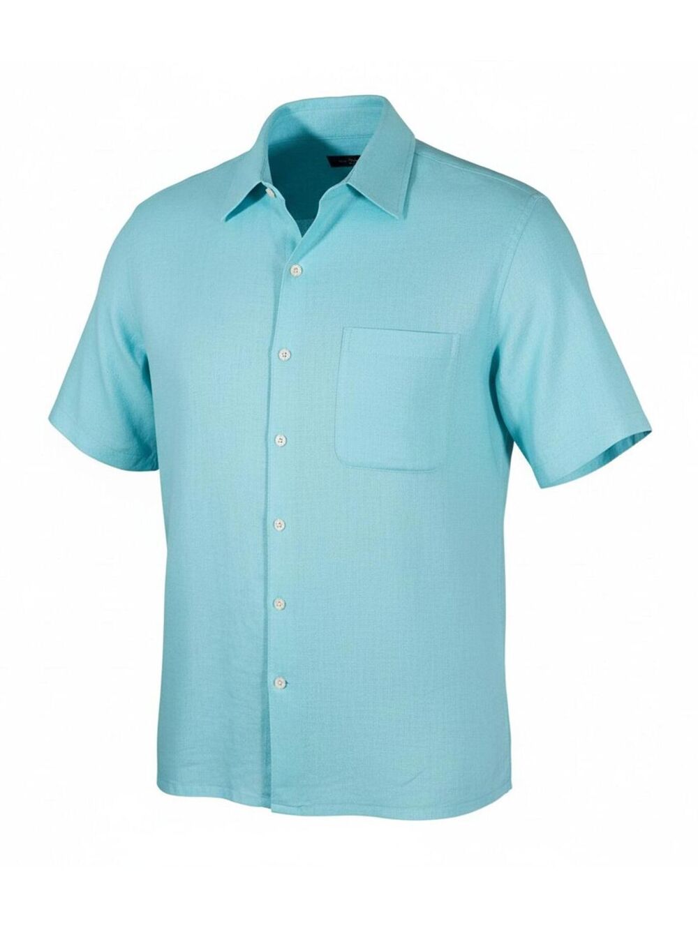 Alan Flusser Men's Large Turquoise Linen Short Sleeve Shirt Casual Resort